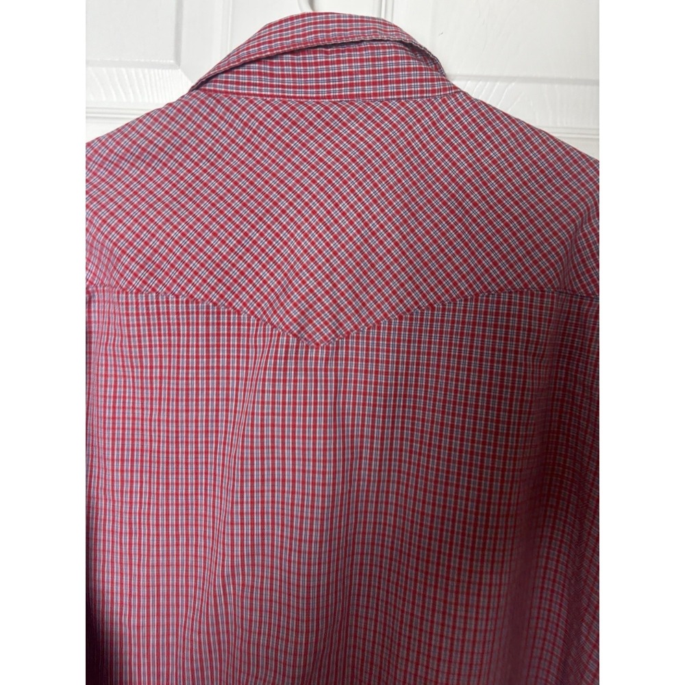 Wrangler Shirt Mens 3XL Long Sleeve Pearl Snap Western Red Plaid Cowboy Rodeo - Picture 9 of 11